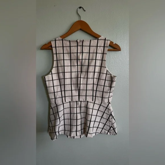 Banana Republic White Tank Top with Black Windowpane Grid - Picture 3 of 7